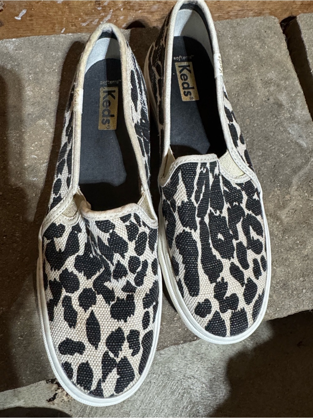 Keds Slip-On Sneakers in Black & Cream Leopard